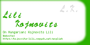 lili kojnovits business card